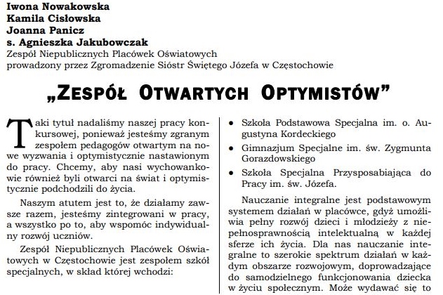 Publikacja w Częstochowskim Biuletynie Oświatowym