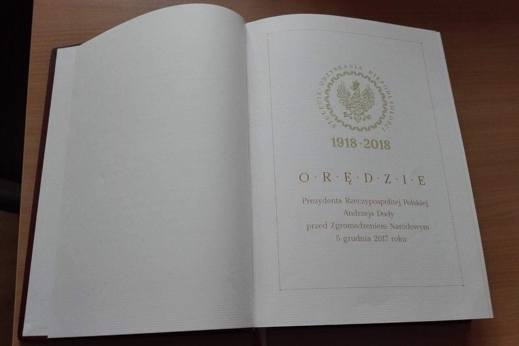 Wpis do Pamiątkowej Księgi z okazji 100-lecia Odzyskania Niepodległości Rzeczypospolitej